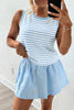 Sky Blue Stripe Slim Tank Contrast Ruffle Mini Skort Set