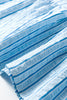 Sky Blue Stripe Bow Knot Textured Short Puff Sleeve Babydoll Blouse