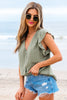 Laurel Green Flutter Sleeve Lace V Neck Shirt