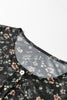 Black Floral Print Mesh Tank Button Front Slim Cardigan 2pcs Set