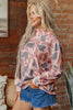 Sky Blue Camouflage Western Style Pullover Sweatshirt