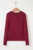 Smoke Gray Lace-trimmed Sweetheart Neckline Ruched Detail Long Sleeve T-shirt