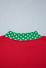 Tomato Red Polka Dot Letter Print Contrast Trim Mock Neck Sweatshirt
