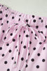 Brown Polka Dot Halter Tank Drawstring Elastic Waist Short Set