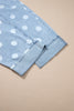 Sky Blue Polka Dot Ankle-Length Metal Button Casual Jeans