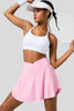 Pink Solid Pocketed Crossover High Waist Swim Skort