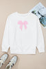 Beige Big Bow Accent Plus Size Drop Shoulder Sweatshirt
