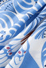 Sky Blue Tropical Botanic Print Flutter Sleeve Vacation Long Dress