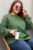 Blackish Green Loose Patchwork Crewneck Plus Size Sweatshirt