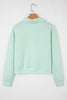 Green Stripe Quarter Zip Collar Pullover Long Sleeve Top