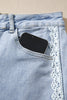Beau Blue Lace Trim Casual Full-Length Regular Fit Jeans