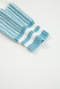 Light Blue Two Tone Striped Patchwork Drop Shoulder Loose Sweater