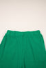 Green Solid Color Ribbed Ruffle Tank Top and Pants Set