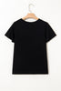Black Crisscross V Neck Butterfly Sleeve T Shirt