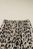Khaki Leopard Wide Leg Cropped Pants