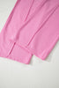 Bright Pink Polo Collar V Neck Pullover and Drawstring Sweatpants Set