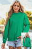 Black Oversize Drop Shoulder Reversible Mock Neck Sweatshirt