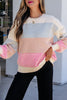 Light Blue Drop Shoulder Round Neck Long Sleeve Pullover Sweater