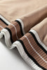Parchment Varsity Contrast Striped Trim V Neck Sweatshirt