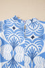 Sky Blue Tropical Botanic Print Flutter Sleeve Vacation Long Dress