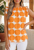 Blue Polka Dot Print Frilled Round Neck Shift Tank Top