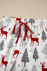 White Christmas Fashion Print Velvet Trim Bow Knot Pajama 2pcs Short Set