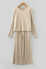 Jet Stream 3D Ribbed V Neck Pullover Drawstring Pants 2 Piece Lounge Set