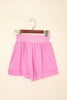 Bright Pink Crossed Waist Tiered Flowy Shorts