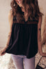 Black Colorful Shirred Yoke Notched V Neck Tank Top
