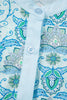 Sky Blue Paisley Print Puff Sleeve Loose Shirt