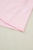 Light Pink Three Sweet Hearts Printed Sequin Trim Contrast Sleeve Patchwork Tee