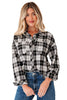 Black Plaid Print Chest Pockets Buttoned Shirt