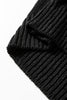 Black Solid V Neck Pointelle Knit Sleeve Patchwork Sweater