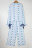 Sky Blue Stripe Bow Star Print Tied Detail 2pcs Lounge Set
