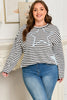 Gray Stripe Contrast Star Stitched Plus Size Long Sleeve Top