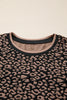 Black Leopard Print Bubble Sleeve Shift Mini Dress