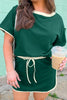 Evergreen Plus Size Contrast Trim T Shirt and Skirt Two Piece Set