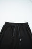 Black Zip Collar Long Sleeve Top Drawstring Pants Set