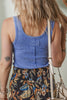 Sky Blue Mineral Wash Ribbed Notch Neck Tank Top
