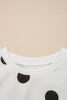 White Polka Dot Printed Long Sleeve Flared Mini Dress