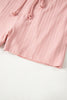 Gossamer Pink Ribbed Button V Neck Tank Top and Shorts Set
