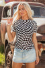 Black Checker Mesh Crew Neck T Shirt