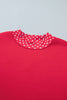 Pink Colorblock Polka Dot Contrast Trim Oversized Sweatshirt