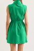 Bright Green Sleeveless Zip Front Scallop Hem Mini Dress