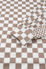 Khaki Double Checkered Patchwork Tie Neck Oversize Hoodie