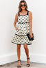 White Bow Knot Color Contrast Trim Knotted Shoulder Mini Dress