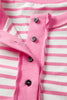 Pink Stripe Half Placket High Low Short Sleeve Top