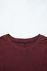 Burgundy Exposed Seam Ribbed Long Sleeve Top