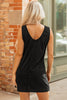 Rose Red Corduroy Sleeveless Mini Dress With Patched Pockets