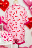 Rose Cherry Bow Mixed Print Scalloped Edge Short Pajama Set
